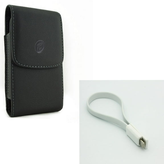 Cord Charger Short USB Cable w Holster Leather Case Belt Clip for iPhone XS,X,8,7,6S,6,11 Pro Models
