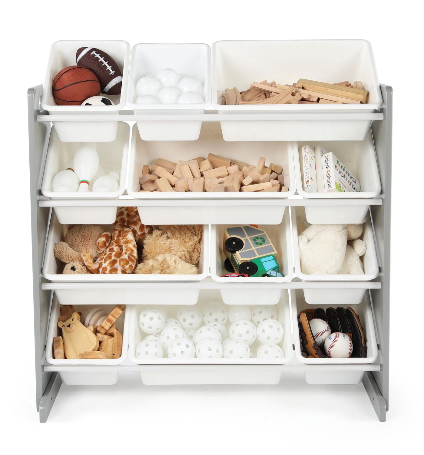 Humble Crew Tot Tutors Toy Storage Organizer with 12 Storage Bins, Espresso