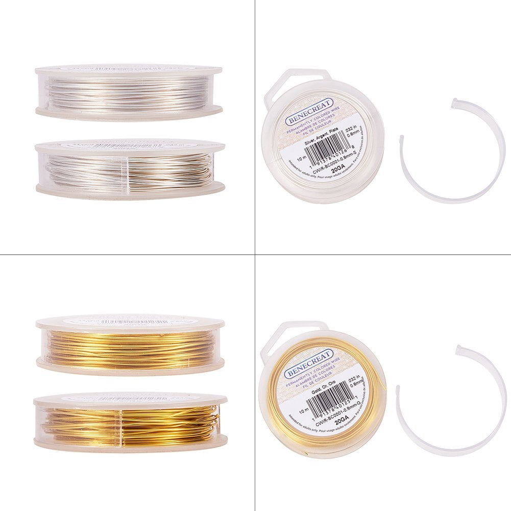 4 Colors Round Copper Wire for Jewelry Making Mixed Color 20 Gauge 0.8mm about 32.8 Feet(10m)/roll 1roll/ color 4 rolls/set