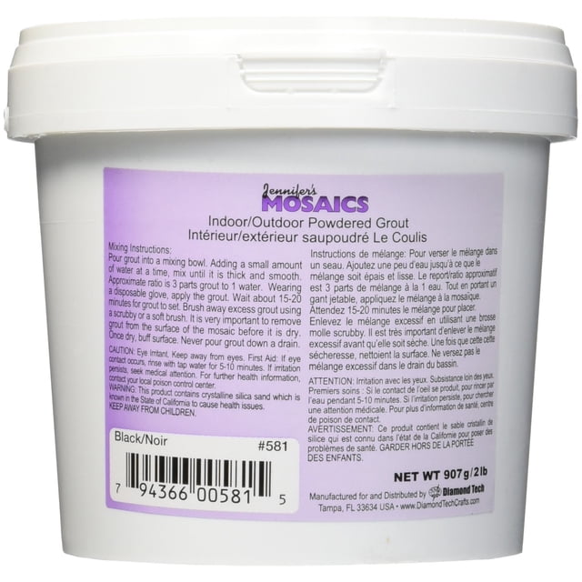 Mosaicos Grout Jennifers, color negro en polvo (lijado), 1 kg