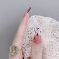 thumbnail image 2 of 24 uñas postizas en forma de ataúd, juego de uñas postizas extra largas en 3D para mujeres y niñas con detalle de lazo francés, 2 of 5