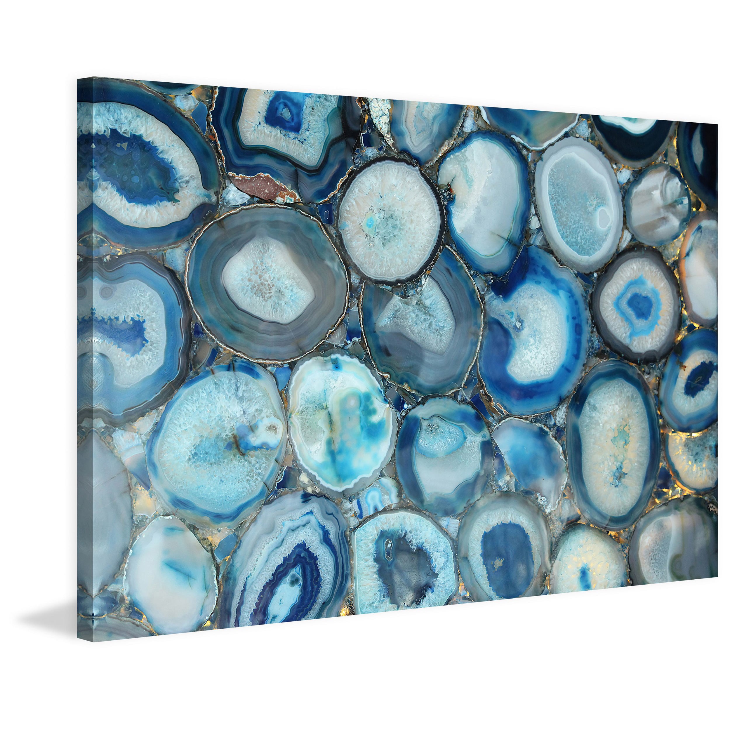 "Blue Geode Bunch" Painting Print on Wrapped Canvas