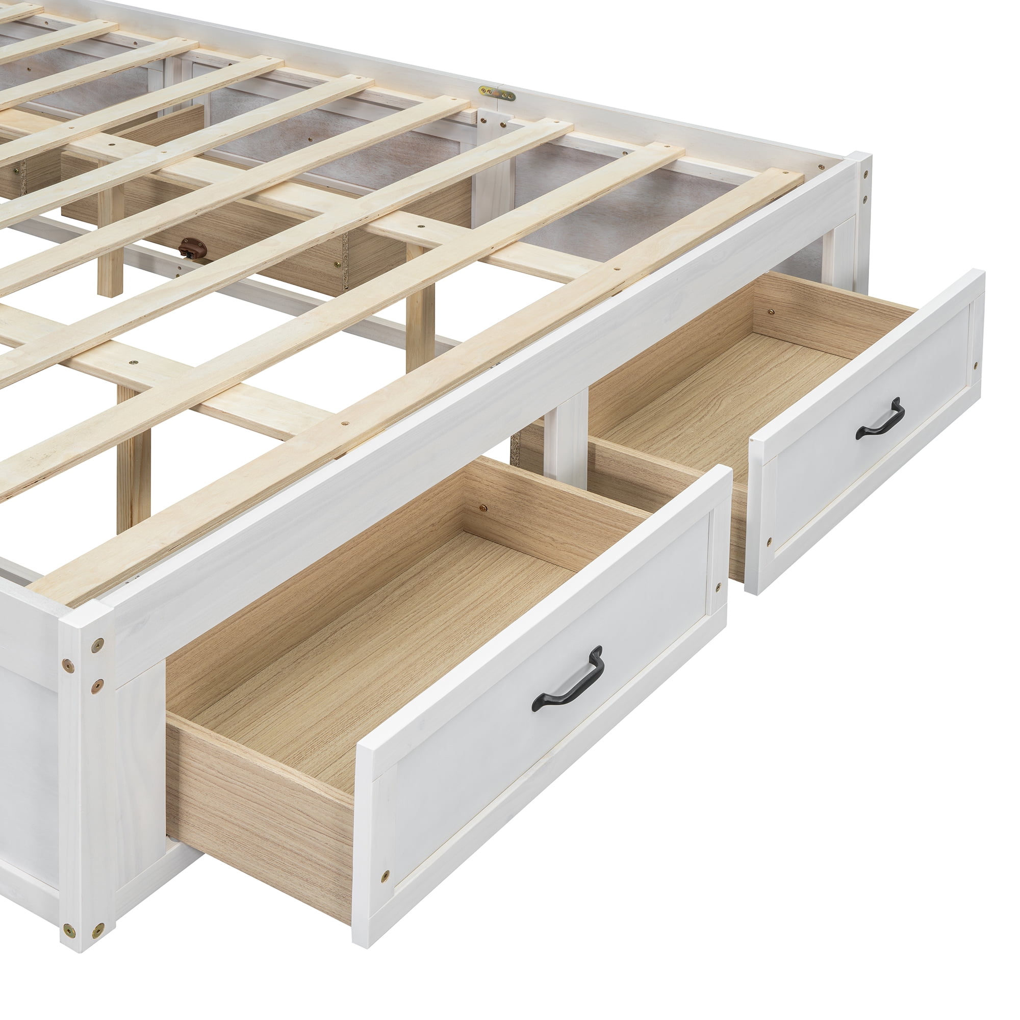 Aukfa Queen Size Storage Platform Bed with 6 Drawers, Farmhouse Captain Bed Frame, Antique White