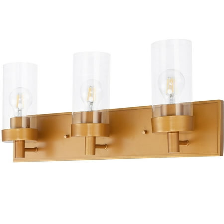 light vanity gold costway ul fixture shade lamp finish clear bathroom glass