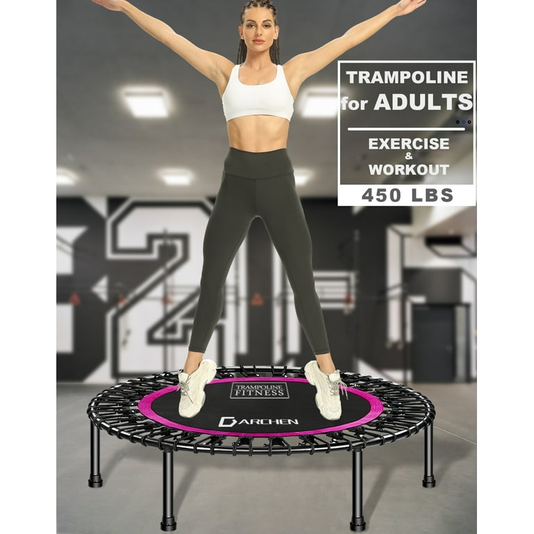 Darchen 450 lbs Mini Trampoline for Adults Indoor Small Rebounder Exercise Trampoline for Workout Fitness for Quiet and Safely Cushioned Bounce 40
