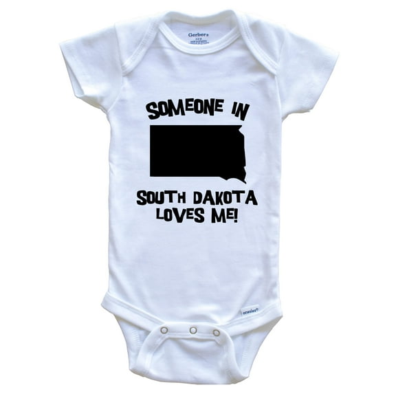 Someone In South Dakota Loves Me State Silhouette Cute Baby Bodysuit - One Piece Baby Bodysuit, 0-3 Months White
