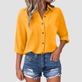 thumbnail image 2 of TTUHYWXI Womens Oversized Button Down Blouse Top Collared Long Sleeve Gauze Shirts (Yellow, XXL), 2 of 9