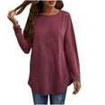 thumbnail image 2 of AXXD Womens Summer Tops Basic 2024 Casual Long Sleeve Blouse Round Neck Tops T-Shirt, 2 of 6