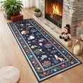 thumbnail image 2 of Garvee 2'x6' Floral Runner Rug Animal Cat Carpet, Washable Boho Rugs Non Slip Low Pile Soft Indoor Floor Mat for Hallway Bedroom Kitchen, Blue, 2 of 6