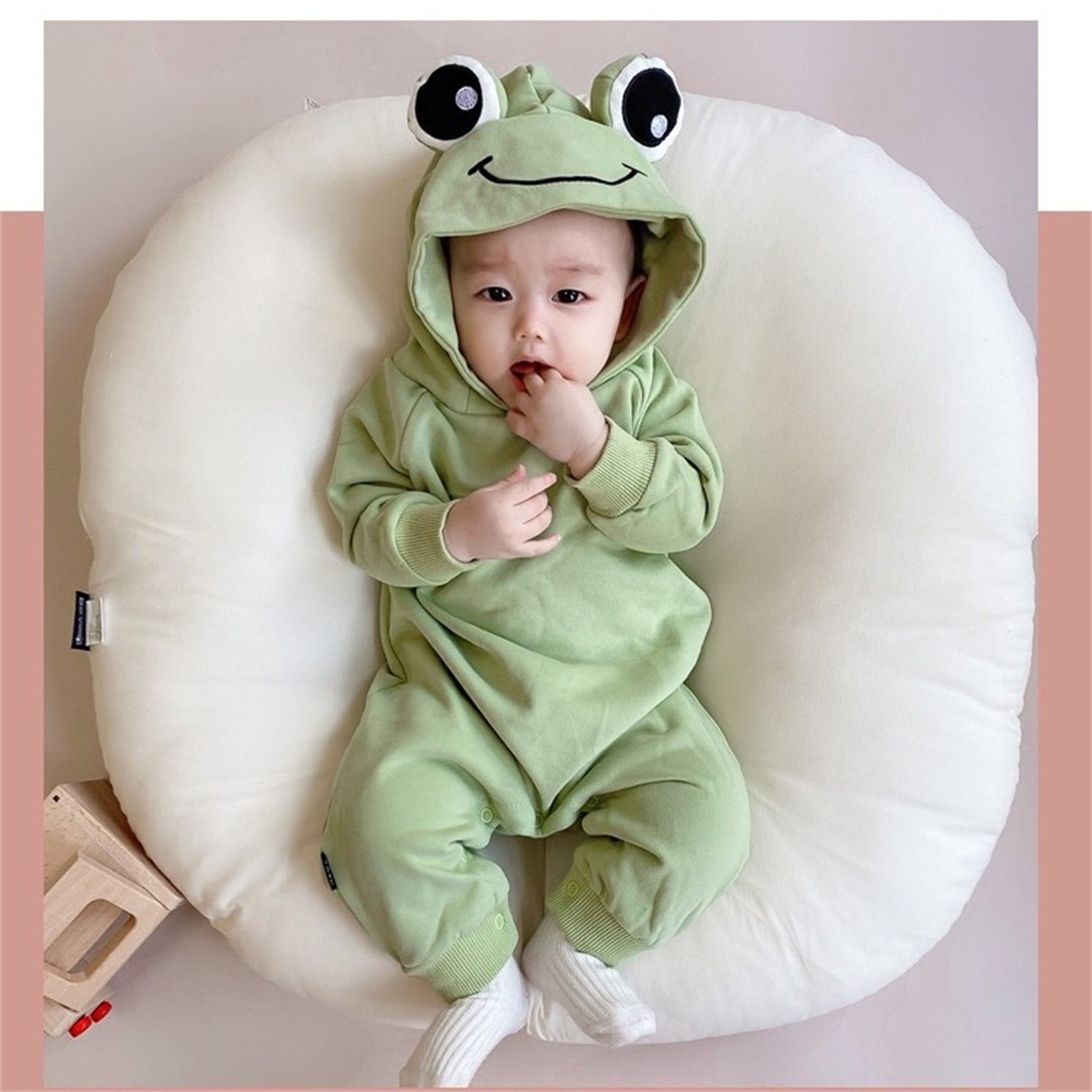 Baby Girl Cartoon Animal Embroidered 3D Ears Color Block Long-sleeve Hooded Fleece Jumpsuit
