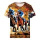 thumbnail image 3 of Tops de Cuello Redondo para las Mujeres, Nuevo Suéter de Manga Corta, Caballo Casual Impreso Top Camiseta, 3 of 5