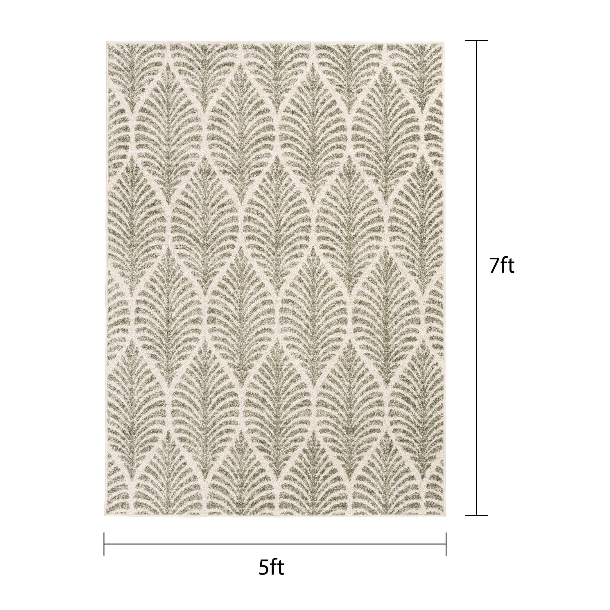 Mainstays Green Palm Leaf Indoor Area Rug, 5'x7'