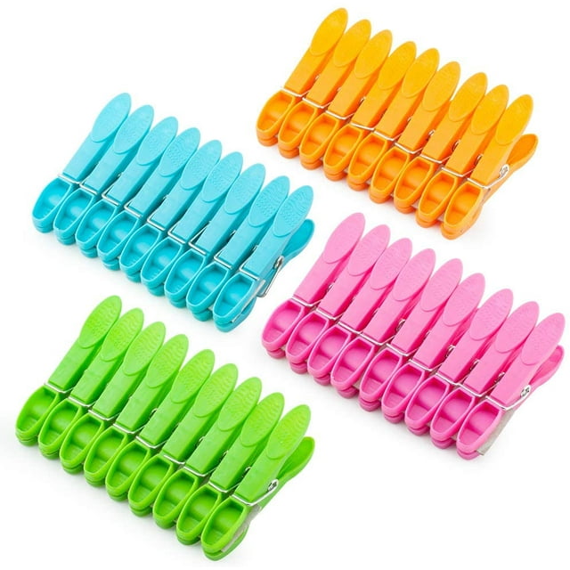 Colorful Plastic Clothespins, Heavy Duty Laundry Clothes Pins Clips with Springs, 4 Colors Clothes Drying Line Pegs for Kitchen Outdoor Trip, Air-Drying Clothing Pin Set(36 Pack)