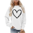 thumbnail image 1 of BLVB Chandail à Col Rond pour Femmes, Imprimé de Cœur, Manches Longues, Mignon, Coupe Ample, Léger, Hauts d'Automne, Cadeaux de la Saint-Valentin, 1 of 5