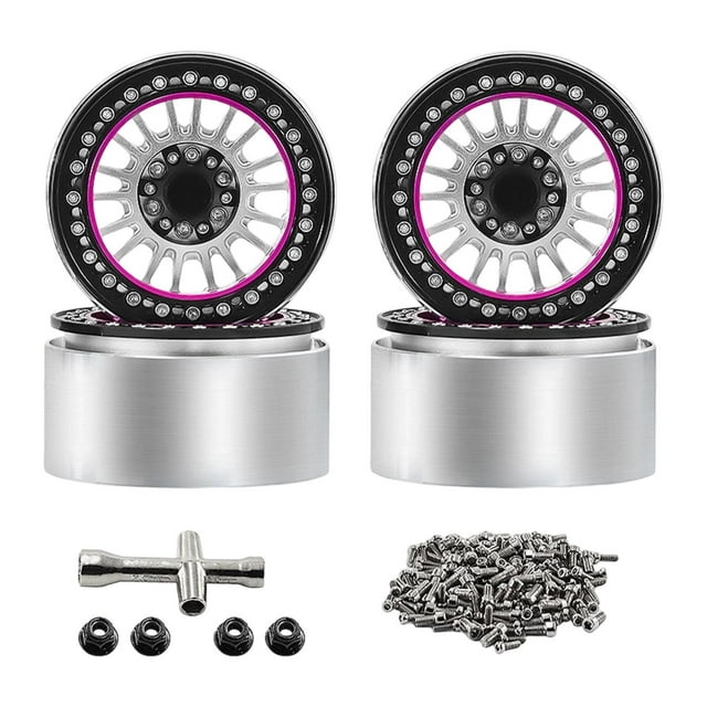 MERIGLARE 4 Pcs 1/10 Jantes de Roue de Crawler RC Pièces de Rechange Alliage d'Aluminium pour SCX10 H8H Argent