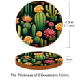 thumbnail image 3 of Cactus Round Coasters 6PCS Set in Microfiber Leather, 11x11 cm/4.3x4.3 in, & Stylish Drink Mats for Table, 3 of 6