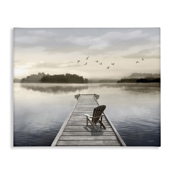 Stupell Industries Coastal Beach Chair on Dock Canvas Art, 30 x 24, by Amber Sterling