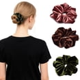 thumbnail image 2 of JCLIFE Large Velvet Hair Scrunchie, 5 Inch Elastic Hair Tie for Thick and Thin Hair, Soft Classic Ponytail and Bun Holder, Single Piece - Emerald, 2 of 5