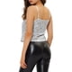 thumbnail image 3 of INSPIRAR CHIC Top de tirantes de lentejuelas para mujer, color plata y blanco, 3 of 7