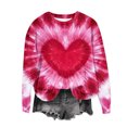 thumbnail image 2 of YOIAVAIOY Women Valentine's day Sweatshirts Couple Print Long Sleeve Crew Neck Casual Sweatshirt Winter Warm Pullover Tops Hot Pink L, 2 of 6