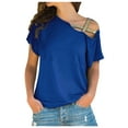 thumbnail image 1 of Birdeem Womens Spring and Summer Solid Breast-Feeding Pregnant Woman Casual Shoulder Cross Irregularity Blouse, 1 of 1
