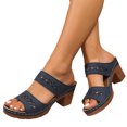 thumbnail image 1 of Womens Sandals Dressy Chunky Heeled Sandals Pour Femmes Slip On Gold Sandals Open Toe Block Heels, 1 of 6