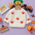 thumbnail image 6 of yuuuggc Sweater for Girls Toddler Baby Boy Girl Halloween Outfit Pumpkin Embroidery Knit Sweaters Sweatshirt Tops Fall Winter Clothes(White,6-9 Months), 6 of 8