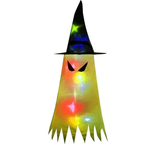 ZToonmas Halloween Decorations, Halloween Lights, Ghost Hanging Lights With Witch Hat, Glowing Devil Eyes, Decor for Indoor, Outdoor, Yard, Tree, 40" Length
