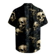 thumbnail image 4 of Mens Button Up Shirt Halloween Theme Skull Print Casual Turndown Collar Short Sleeve Shirt Mens Shirts, 4 of 5