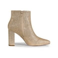 thumbnail image 3 of BLISSFUL STEP Women's Glitter Pointed Toe Block Heel Sparkly Booties Ankle Boots Gold 7, 3 of 7
