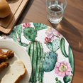 thumbnail image 4 of Round Placemats Green Cactus 15 inch Set of 2 Table Mats for Dining Table Pink White Flowers Heat Resistant Non-Slip Kitchen & Home Decorative Place Mat Set, 4 of 8