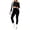 Black, variant on SETOOFF Women 3 Piece Workout Outfit Set, Off Shoulder Long Sleeve Crop Top Sports Bra High Waist Full Length Yoga Leggings Athletic Fitness Loungewear Tracksuit
