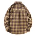 thumbnail image 2 of Camisas Para Hombre Manga Larga De AlgodóN Camisa de manga larga holgada informal Vintage para hombre, camisa a cuadros con cuello puntiagudo, primavera y otoño (Coffee, XL), 2 of 3