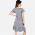 thumbnail image 5 of Women's Ruffle Sleeve V-Neck Dress with Tiered Hem and Relaxed Fit - Medium, Gray, 5 of 7