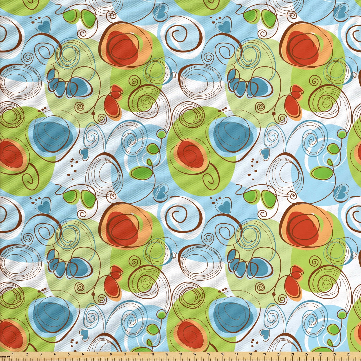 Funky Fabric by The Yard, Whimsical Fun Pattern with Random Swirls