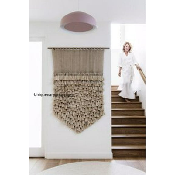 Wall hanging jute silk wood rugs.