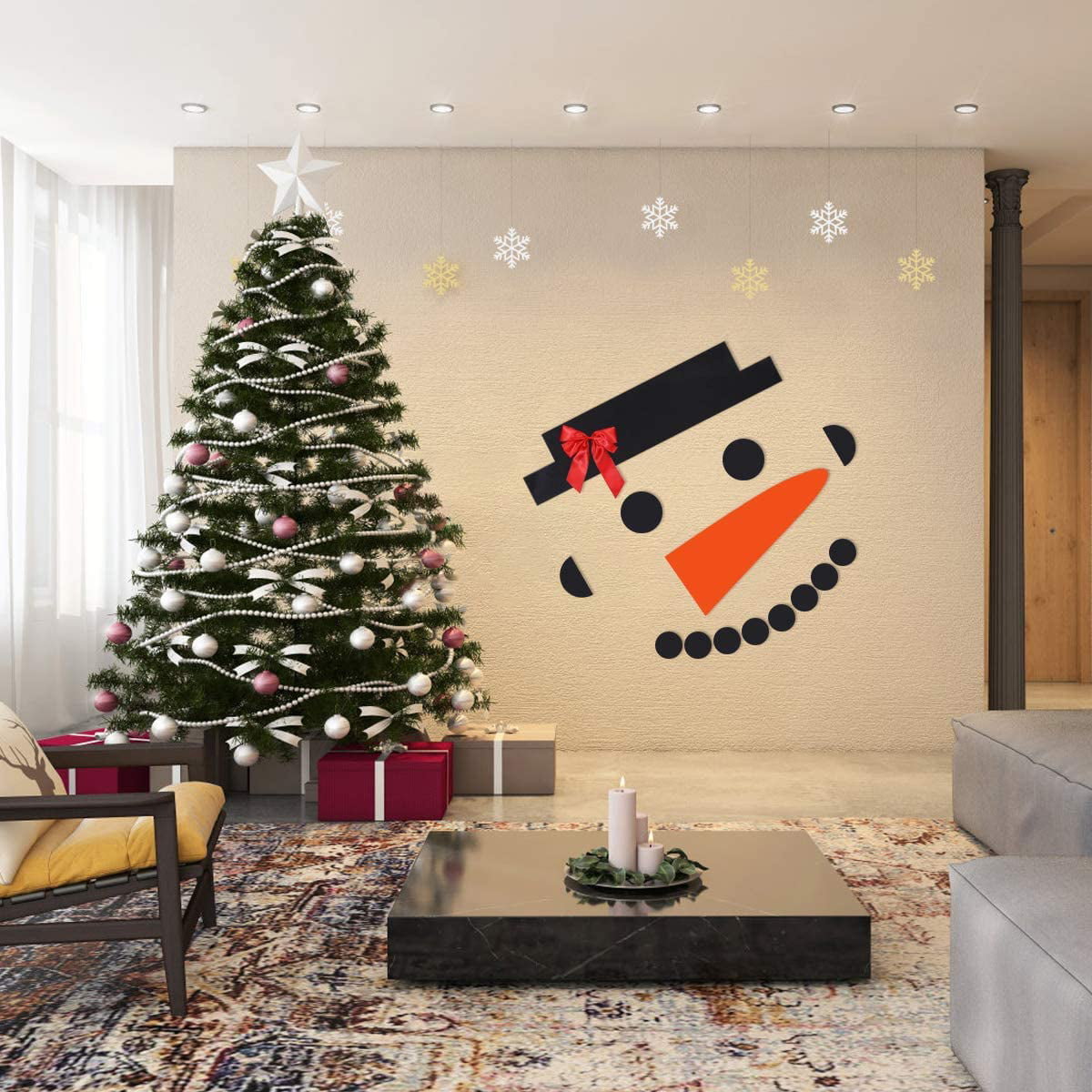 DIY Non‑Woven Christmas Snowman Decoration Set for Outdoor Garage Door Window Holiday Decor Yosoo Snowman Decoration 