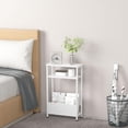 thumbnail image 5 of 7.1" Narrow Side Table for Small Spaces, 3 Tier Small End Table with Magazine Holder, Slim/Skinny Nightstand/Bedside Table for Living Room, Bedroom, 15.4" L x 24.2" H, White, 5 of 14
