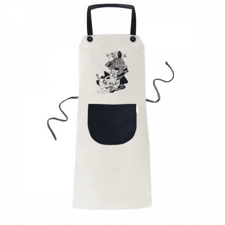

Japan Traditional Culture Kimono Apron Adjustable Bib Cotton Linen BBQ Kitchen Pocket Pinafore