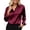 Wine, variant on Womens Elegant Solid Color Satin Shirt V Neck Long Sleeve Casual Comfortable Blouse Dark Green L