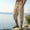 Khaki, variant on Tawop Mens Cargo Shorts Cargo Capri Casual Cotton Linen Pockets Solid Fashion Stright Drawstring, Army Green, L