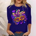 thumbnail image 2 of PMUYBHF Hauts pour Femmes Col Rond Manches Trois-Quarts Blouse Confortable à Imprimé Floral T-Shirts 135 TTG, 2 of 4