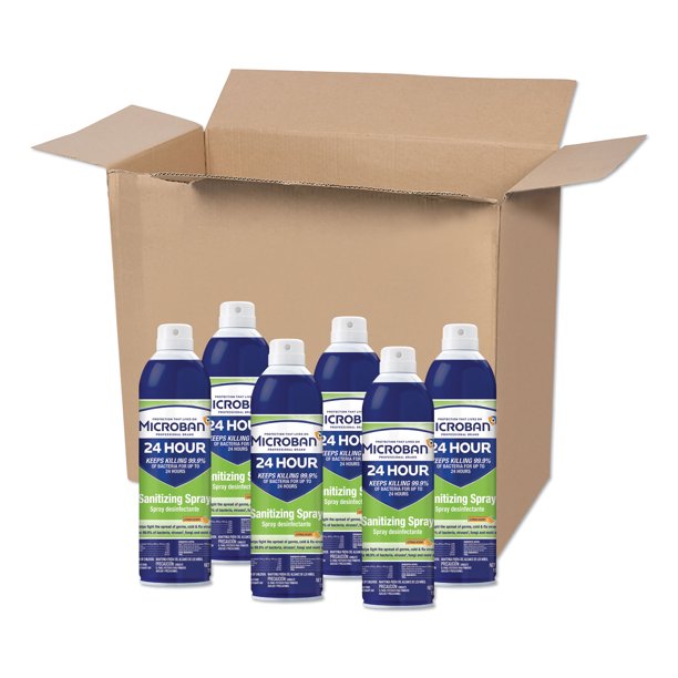 24Hour Disinfectant Sanitizing Spray, Citrus, 15 oz, 6