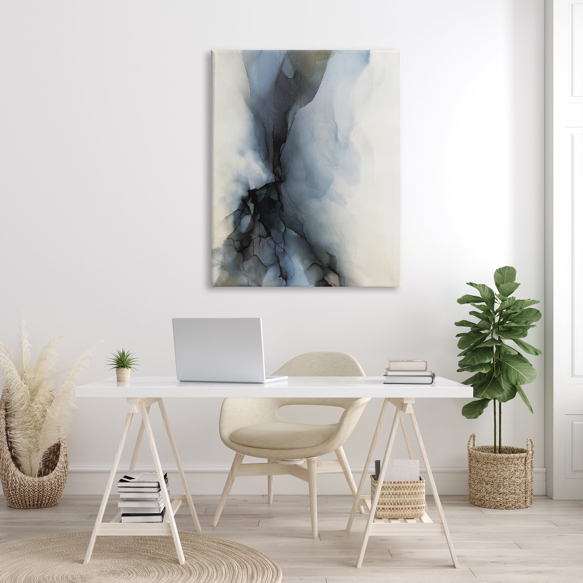 Stupell Industries Murky Blue Abstract Fluid Shape Distorted Twist, 36 x 48, Designed by Kippi Leonard