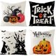 thumbnail image 1 of Juego de 4 fundas de almohada CHAO diseño de castillo de calabaza 18 x 18 pulgadas, 1 of 5
