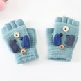 thumbnail image 4 of ievspot Cartoon Dog Convertible Flip Top Gloves Toddler Kids Winter Knit Fingerless Gloves with Mitten Cover for Girls Boys, 4 of 8
