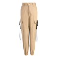 thumbnail image 2 of Pants for Women Womens High Waisted Cargo Pants Pockets Casual Loose Twill Trousers Girls Cute Travel Outfits Women Short Jumpsuits for with Skirt Running with Zipper Pockets Comfortable Brown L, 2 of 4