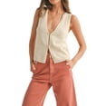 thumbnail image 1 of Pudcoco Women's Knit Tank Tops Fitted Solid Color Deep V Neck Hook and Eye Sleeveless Vest for Summer, 1 of 8