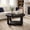 Black, variant on Fnova 2-Tier Round Coffee Table with Storage Shelf, Modern Wooden Circle Center Table, Accent Cocktail Table for Living Room, Lounge, Bedroom, Light Brown