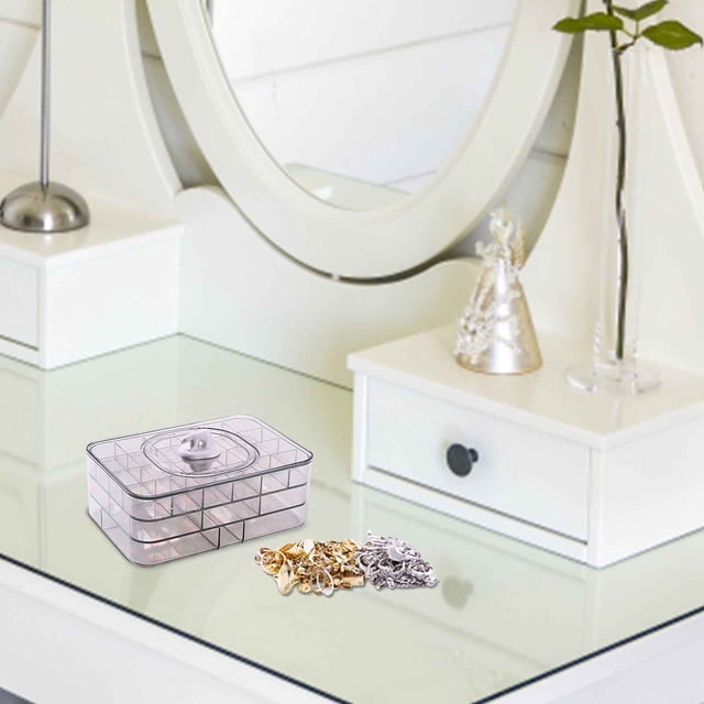 Multi-layer Jewelry Organizer, Compartmentalized Storage Box, Acrylic Material, Adjustable Dividers, For Earrings, Necklaces, Rings, Travel Safe, Office Desk Accessory, Fine Jewelry Protection,